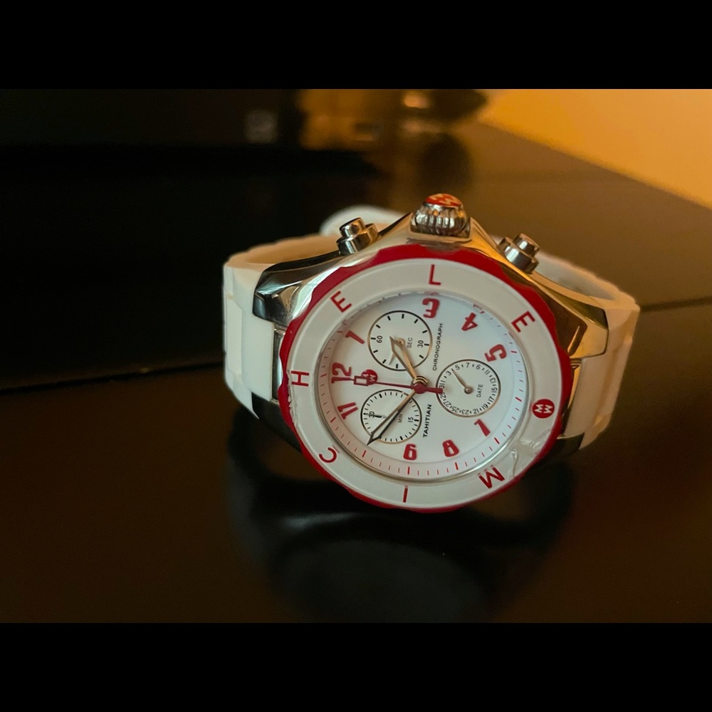 COPY - Michele jelly watch white with red